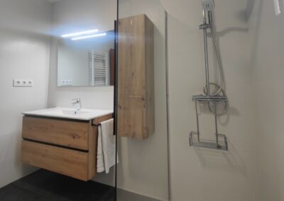 bano con lavabo de madera